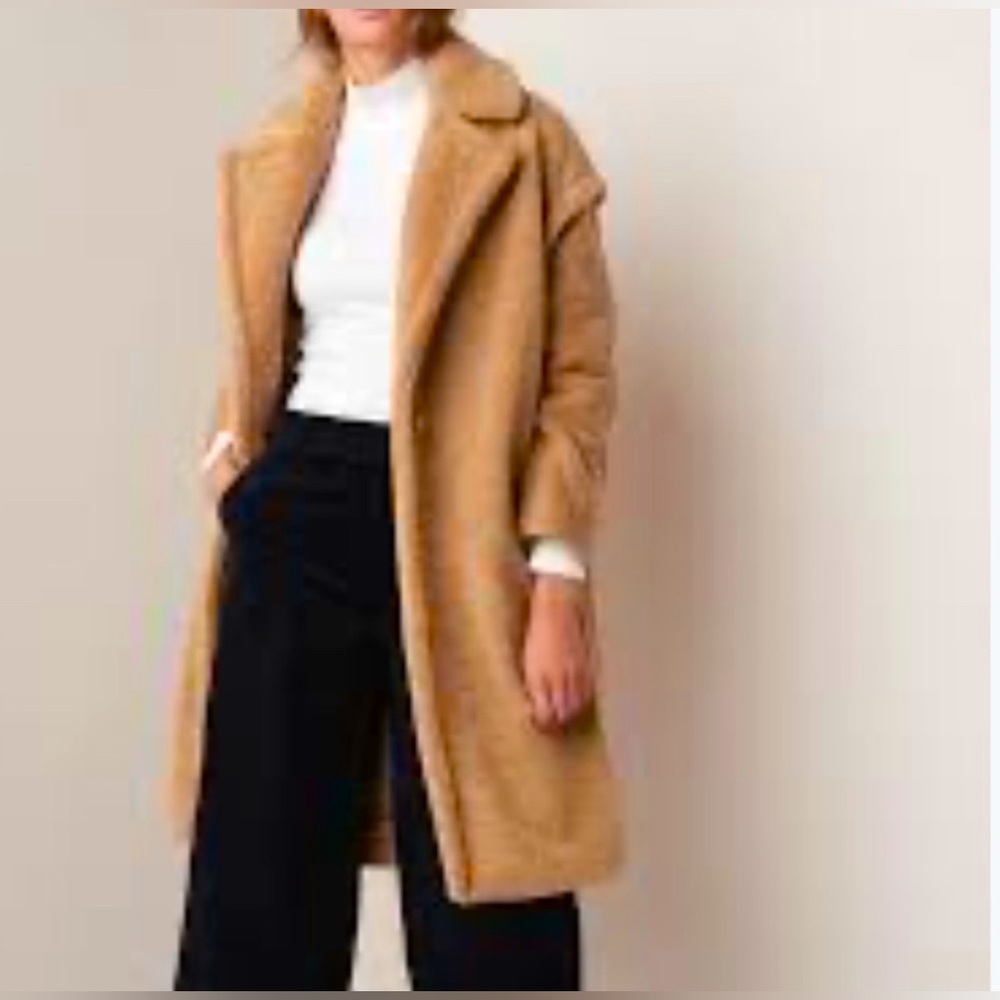 Maje Camel Teddy Sherpa Coat Size S
